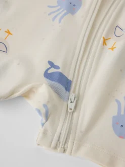 Kortärmad pyjamasoverall fiskar