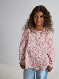 Långärmad blus blommig