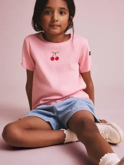Ribbad t-shirt körsbär