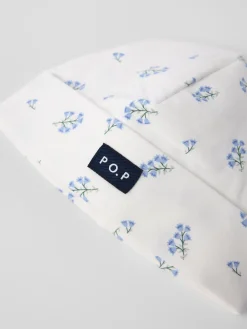 Trikåmössa blommig